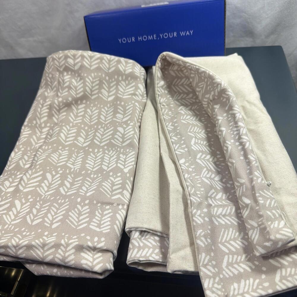 Set 2 Zippered Throw Pillow Covers Neutral Beige Cotton Blend Boho Farmhouse NIB